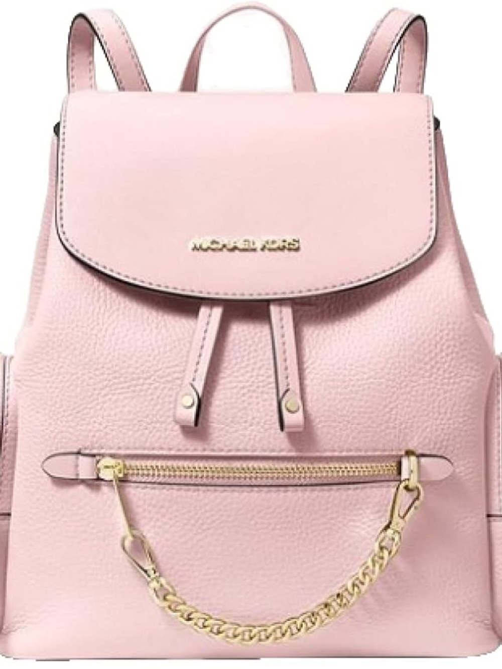 Michael Kors Pale Pink Leather Drawstring Backpack with Gold Hardware